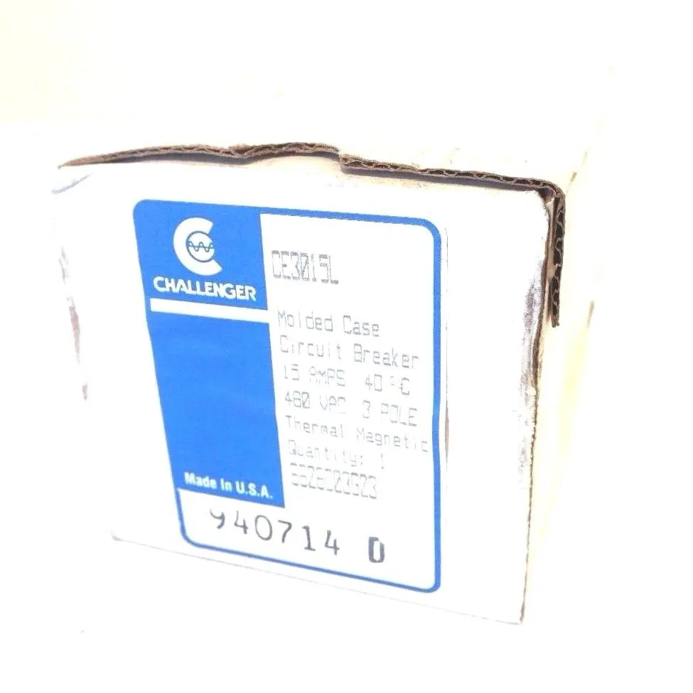 NEW CHALLENGER CE3015L CIRCUIT BREAKER 3 POLE 15A 480 VAC