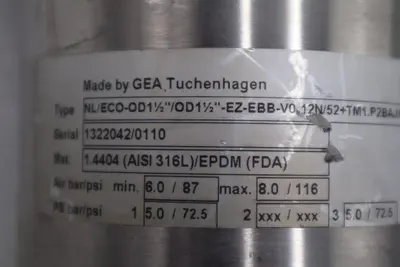 GEA TUCHENHAGEN TM1.P2BAJ/67 HYGENIC VALVE STOCK 4874