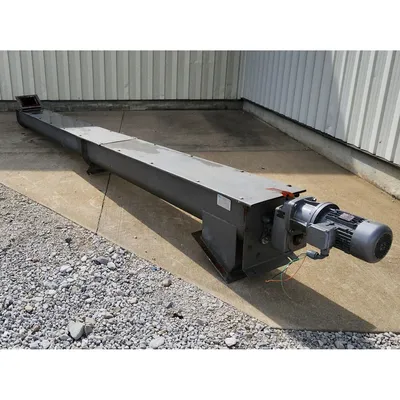 Used CI Conveyors Inc 11" Dia. X 20'-9"L Mild Steel Industrial Screw Auger 3HP