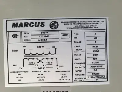 USED MARCUS TRANSFORMER MS3A2