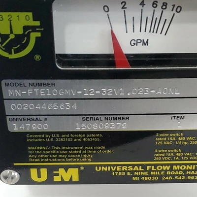 NEW Universal Flow Monitors Inc MN-FTE10GMV-12-32V1.023-A0NL