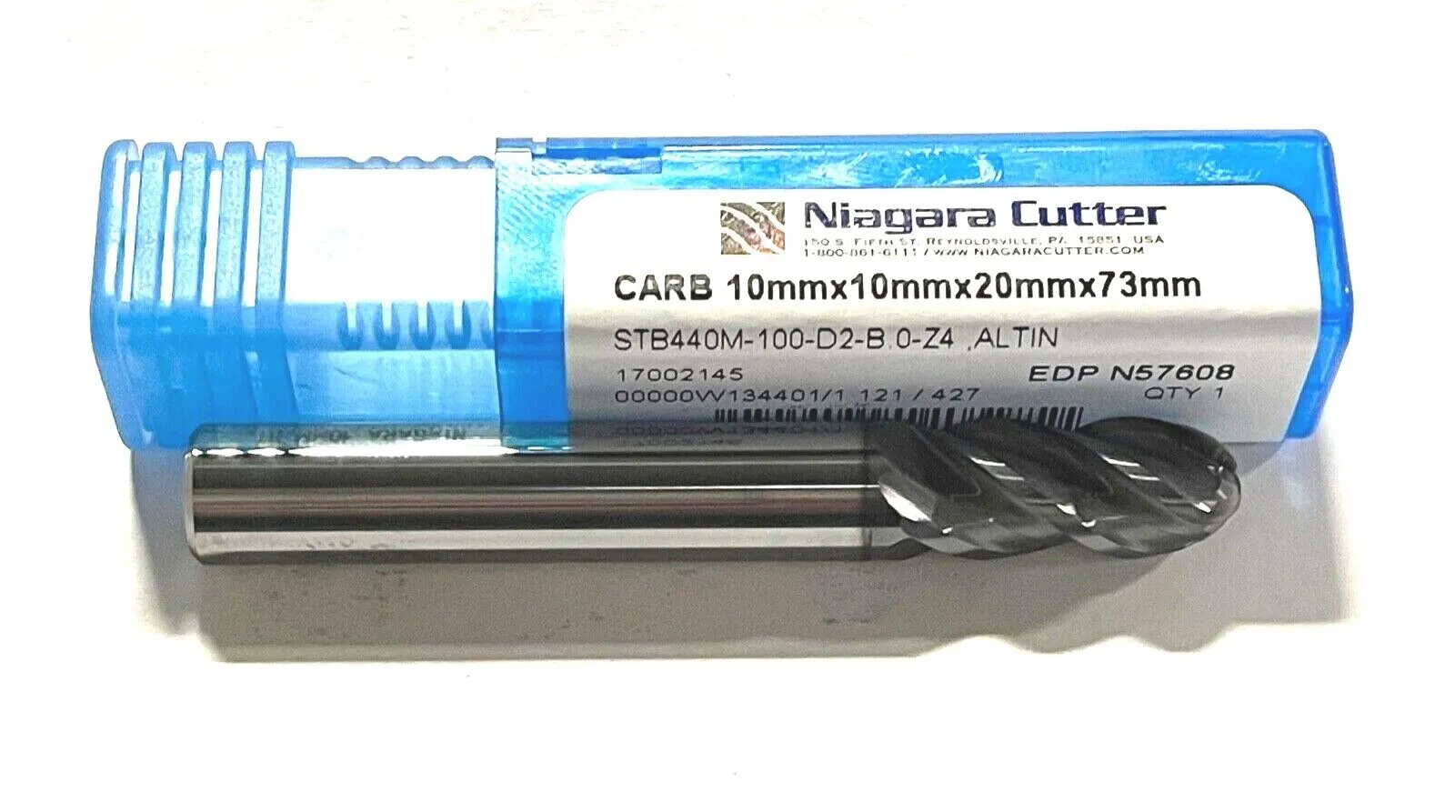 Niagara Cutter 10mm Carbide Ball End Mill AlTiN Coating 4 Flute USA Made N57608
