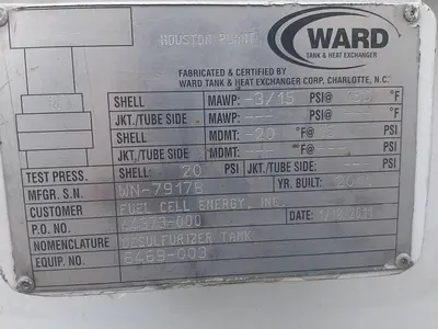 Tank, 525 Gallon, C/st, 15 PSI, FV, Desulfurizer Tank, #S744388