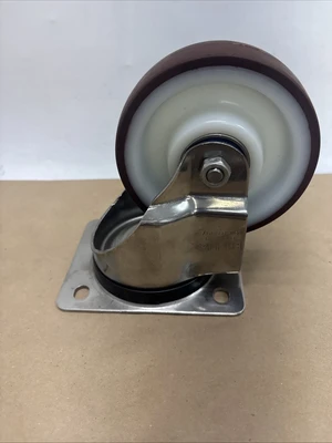 New Lot Of (4) Blickle Coaster 5”X1 3/8”Wheels 4 1/4”X 5 1/2” Fastener Plate.