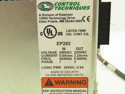 Emerson Control Techniques EP202 Epsilon EP Servo Amplifier Drive 1Ph In 3Ph Out