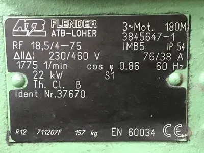 USED FLENDER RF 18.5/4-75