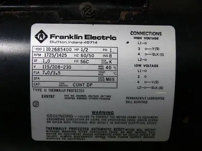 USED ALCATEL 2008A DUAL STAGE ROTARY VANE VACUUM PUMP W/ FRANKLIN 1/2 HP MOTOR