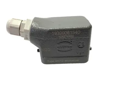 Used HARTING Male Insert Han E 06 Pos. 16A w/ 19300061540 Hood Side Entry Contact Blocks Michigan US | Maverick Industrial Sales #1424762