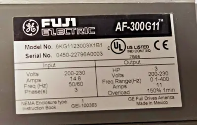 GENERAL ELECTRIC GE FUJI 6KG1123003X1B1 6KG1123003X1B1 DRIVE AF-300G11