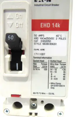 NEW EATON EHD2050 CIRCUIT BREAKER 6638C89G91