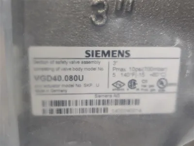 3" Siemens VGD40.080U Safety Shut-Off Valve Body 10 PSI New