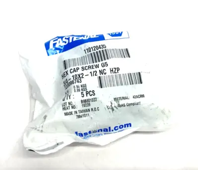 New | in-Stock Fastenal Hex Cap Screw Grade 5, 3/4" - 10 x 2-1/2" Zinc Finish 5-PACK Bolts Michigan US | Maverick Industrial Sales #1496056