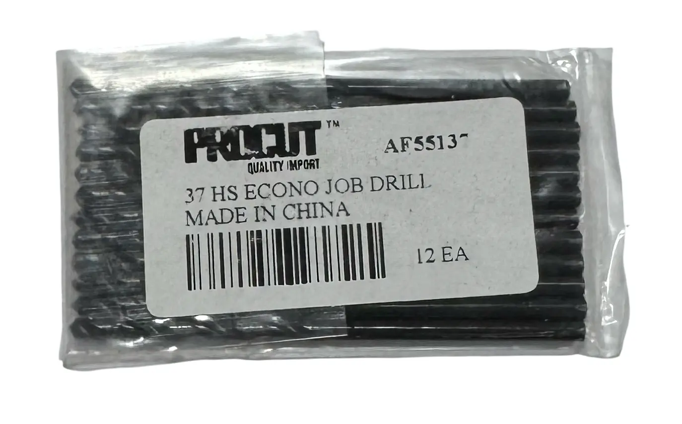 ProCut #37 HSS Drill Bit Jobber Length Black Oxide Drills 12 Pack