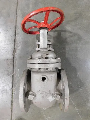 4" Aloyco Stainless Steel Gate Valve Class 150 CF8M Rising Stem Bent Handle Used
