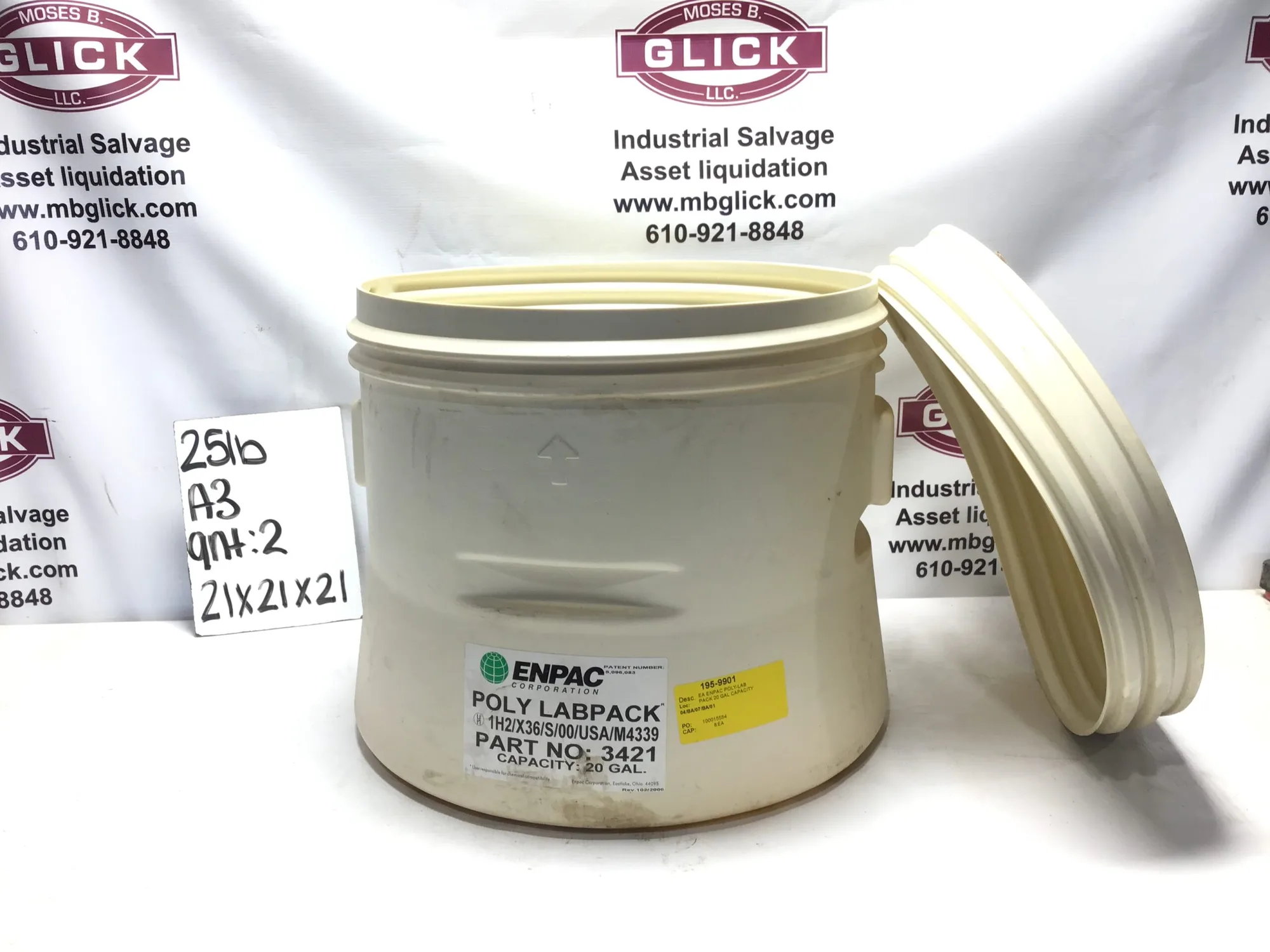 ENPAC POLY LABPACK 1H2/X36/S/00/USA/M4339 PART NO: 3421 CAPACITY: 20 GAL
