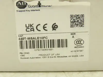 Allen Bradley 440T-MSALE10FC Guardmaster Trapped Key Interlock Switch No Key