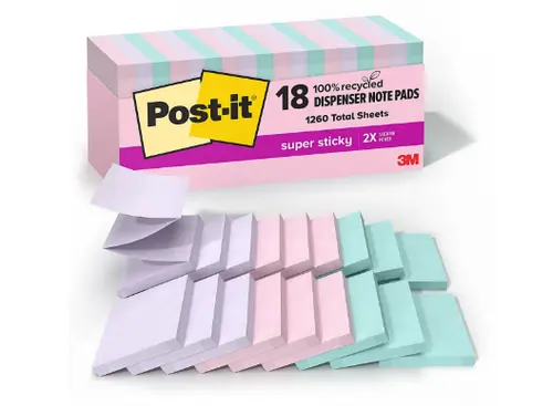 Post-it Super Sticky Pop Up Notes, 3"x3", 18 Pads, Wanderlust Pastels Collection
