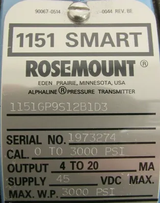 NEW ROSEMOUNT 1151GP9S12B1D3 PRESSURE TRANSMITTER