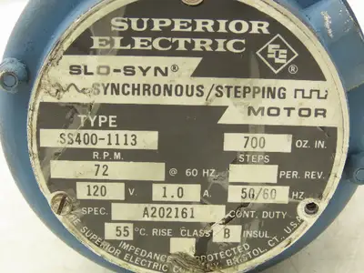Superior Electric SS400-1113 Slo-Syn Synchronous AC Stepper Motor 120V 1PH 72RPM