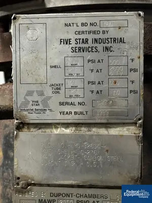 USED Five Star Industrial Services, Inc. 10 Gal Five Star Industrial Reactor, Hastelloy C276, 300/125#
