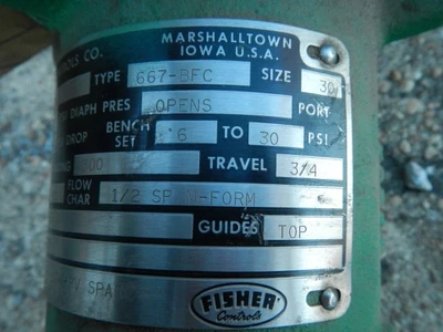 Fisher 1" 300 Rating, 304 Stainless Flanged Control Valve