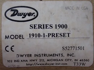 NEW DWYER INSTRUMENTS 19101 PRESET