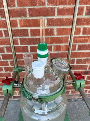 Used CHEMGLASS 20 LITER JACKETED GLASS REACTOR W/ STAND, IMPELLER Reactors California US | Equipment Lab #1394845