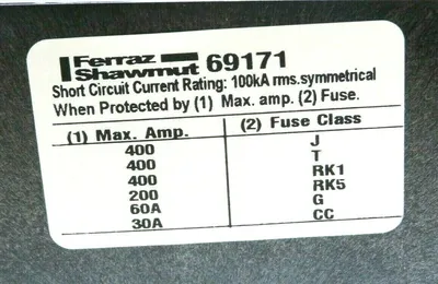 NEW MERSEN FERRAZ SHAWMUT 69171 DISTRIBUTION BLOCK 600V 1P