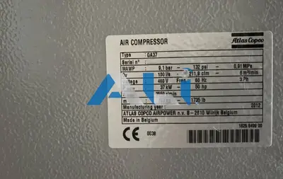 Used ATLAS COPCO GA37 Rotary Screw & Sliding Vane Air Compressors California US | Asset Liquidity International #1278605