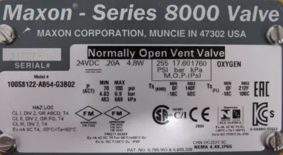 NEW MAXON 100S8122-AB54-G3B02 GAS VALVE 1" SERIES 8000 100S8122AB54G3B02