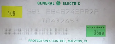 NEW GENERAL ELECTRIC 16SB1BB4B74SPR2P SWITCH TYPE SB-1 TD432653 SB-1BB4B74SPR2P