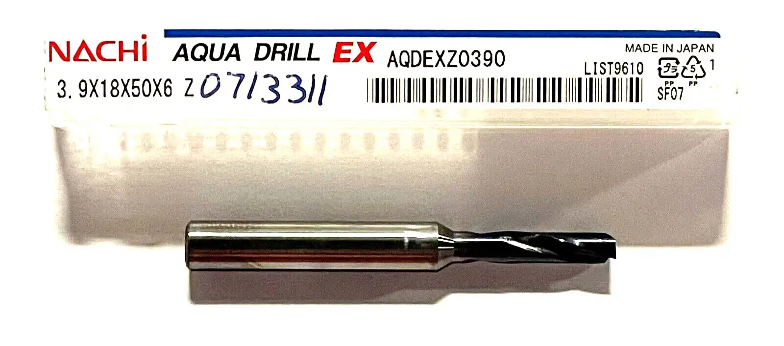 NACHI 3.9mm Solid Carbide Drill 2xD Aqua EX Coating 180° 2 Flute Made In Japan