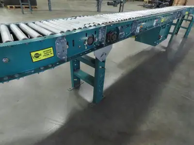 14' x 10" Live Roller Bed S-Curve Conveyor V-Belt Drive Adj Height *NO MOTOR*
