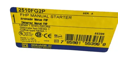 NEW SQUARE D 2510FG2P FHP MANUAL STARTER SER. A