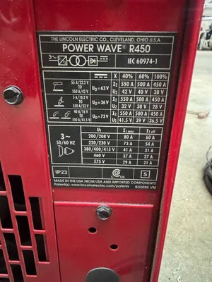 2011 LINCOLN ELECTRIC POWERWAVE R450 Arc Welders | Midstate Machinery (5)