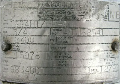 REMANUFACTURED CONSOLIDATED 1994HT/HP-1 SAFETY VALVE 3/4" 2700 PSI 1994HTHP1
