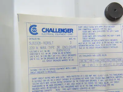 Challenger SLB20 Breaker Load Center Enclosure 200A 120/240V 1PH 3R Rainproof