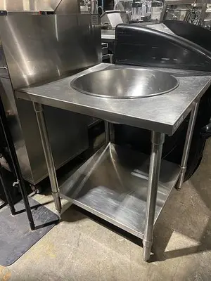 HEAVY-DUTY, MIXING BOWL WORK TABLE W/ 30 QT S/S MIXING BOWL