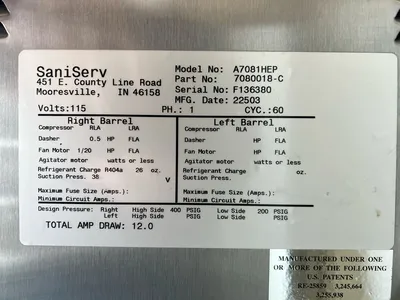 Used SaniServ Used Saniserv A7081 Margarita Cocktail Slushie Machine Countertop Air Cooled 115v Slushie Machines Illinois US | Falcon Restaurant Supply #1375644