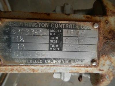 Annin 1 1/2" 600 Class 316 Stainless Steel Control Valve