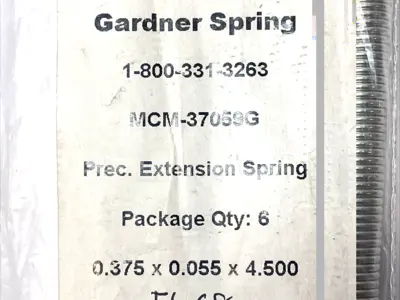 New | in-Stock Gardner Spring Prec. Extension Spring .375" x .055" x 4.50" LOT OF 6 Misc Fasteners Michigan US | Maverick Industrial Sales #1395731