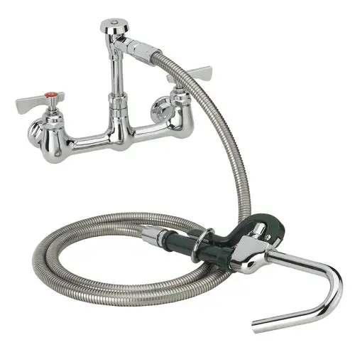 Krowne 20-108L Wall Mount Pot Filler Faucet w/ 72" Hose & Hook Nozzle
