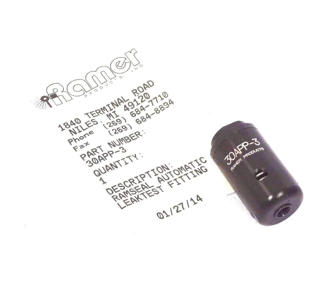 NEW RAMER PRODUCTS 30APP-3 RAMSEAL AUTOMATIC LEAKTEST FITTING
