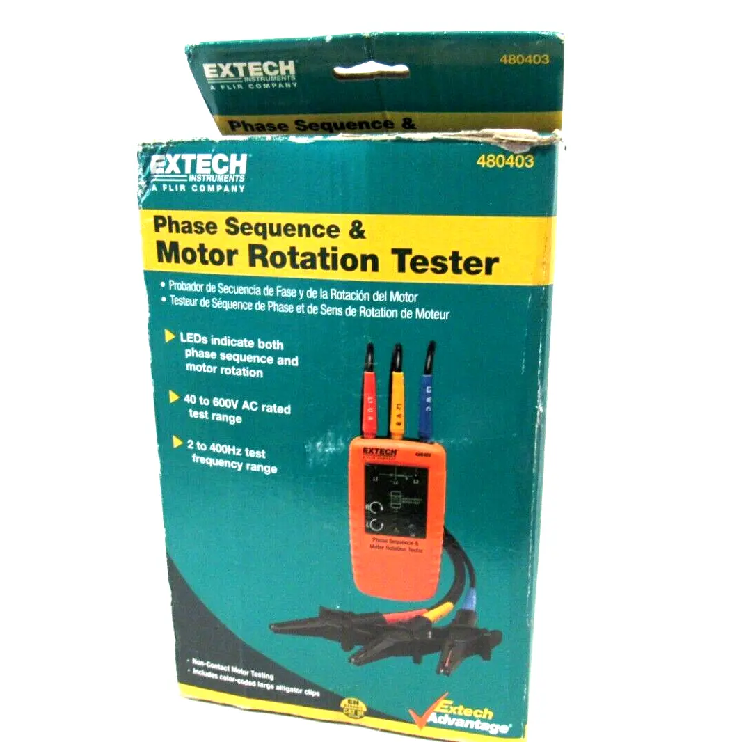 NEW EXTECH 480403 PHASE SEQUENCE & ROTATION TESTER