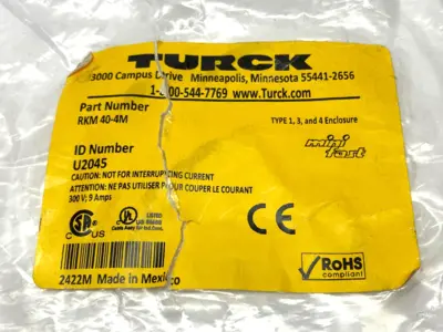 New | in-Stock Turck Minifast Connector Cordset 7/8"-16UN Female 4-Pin 4m U2045 Disconnects Michigan US | Maverick Industrial Sales #1391299