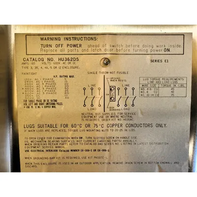 USED SQUARE D CO. HU3622DS