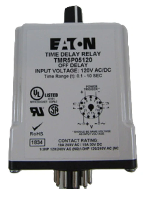 Eaton TMR5P05120 Time Delay Relay, 11 Pin Octal, DPDT, 0.1-10 Sec [New]