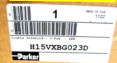 NEW PARKER H15VXBG023D DOUBLE SOLENOID VALVE 3 POLE