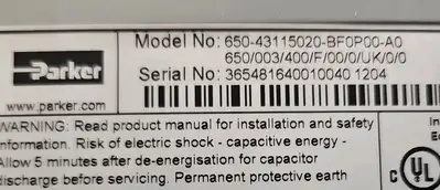 Used Parker 650-43115020-BF0P00-A0 Variable Speed Drives South Carolina US | Palmetto Automation #1159556