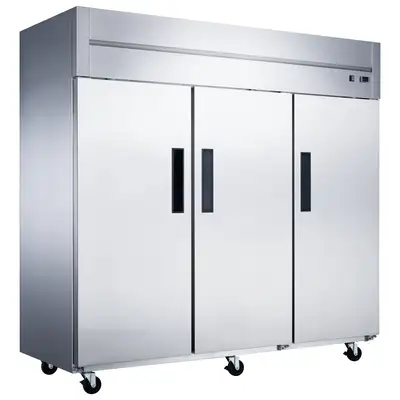 New | in-Stock Dukers New Dukers D83AR Stainless Steel Commercial Solid 3-Door Top Mount Reach-in Refrigerator Refrigerators Illinois US | Falcon Restaurant Supply #1376322